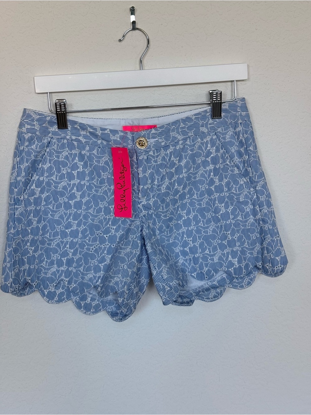 Lilly Pulitzer Blue Patterned Scallop-Hem Shorts